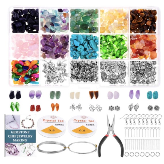 Jewelry Making Starter Kit Jewelry Making Supplies Crystal Chip Beads  Jewelry Making Gemstones Kit Beading Making Kit Beads Wire Starter 