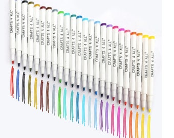 Fabric Markers Pens Permanent Color Art Markers 24 SET Premium Graffiti Fine Tip MINIMAL BLEED Non Toxic Kids Crafts Shirts decorating