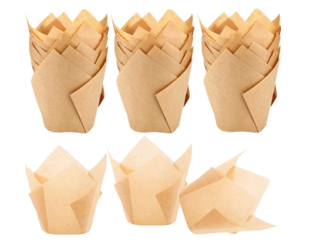 Brown Tulip Cupcake Liners Muffin Cup Baking Tins Pans Liners Parchment Paper Liners 150 Popover