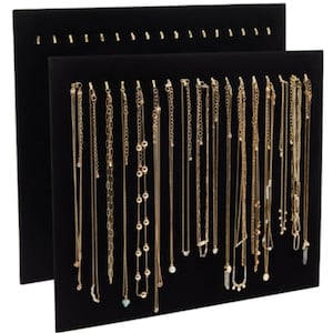 2 Necklace Display Board Velvet Jewelry Organizer Stand for Selling 17 Hooks organize your jewelry necklace display cases