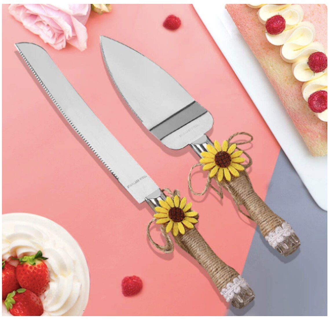 Sunflower Cake Knife Set Sunflower Wedding Cake Knife Server Etsy