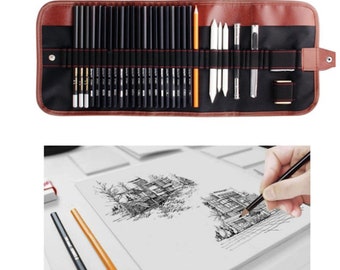 Professional Drawing Artist Kit Set Pencils and Sketch Charcoal Art Tools Sketching Pencil Pen Charcoal Pencils Craft Knife Drawing Pencils