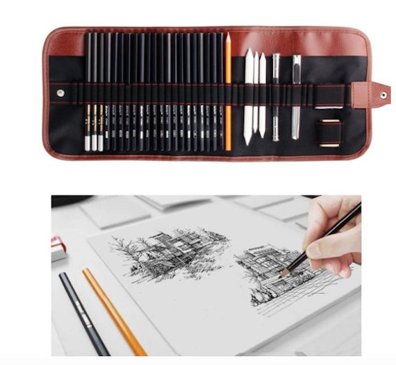 Kit d'outils d'art d'esquisse et de dessin professionnel de 29 pièces