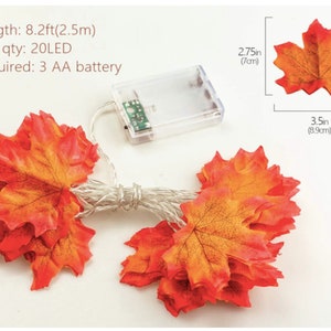 Autumn Garland Fall Garland Fall Maple Leaf Garland Maple Leaves Fall Lights Maple Leaf Lighted Garland Thanksgiving Decor Halloween Table image 4