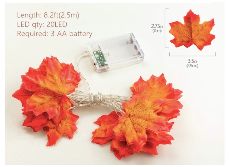 Autumn Garland Fall Garland Fall Maple Leaf Garland Maple Leaves Fall Lights Maple Leaf Lighted Garland Thanksgiving Decor Halloween Table image 4