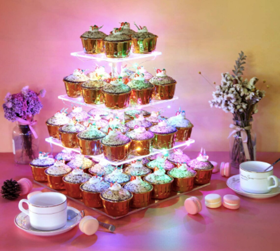 Lighted Cupcake Stand Dessert Table Birthday Cupcake Stand Etsy