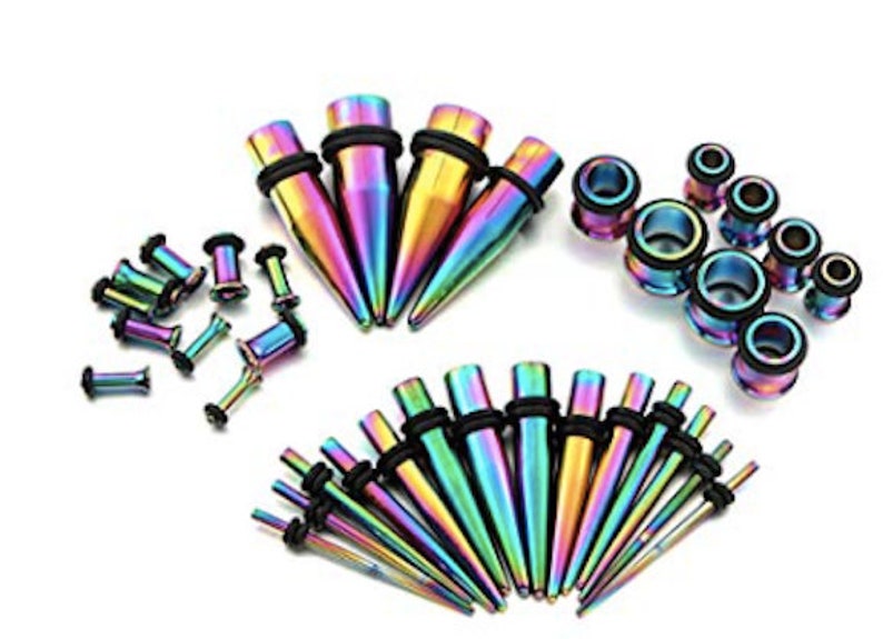 Rainbow Ear Stretching Surgical Steel Tapers Gauge Kit Spiral Etsy