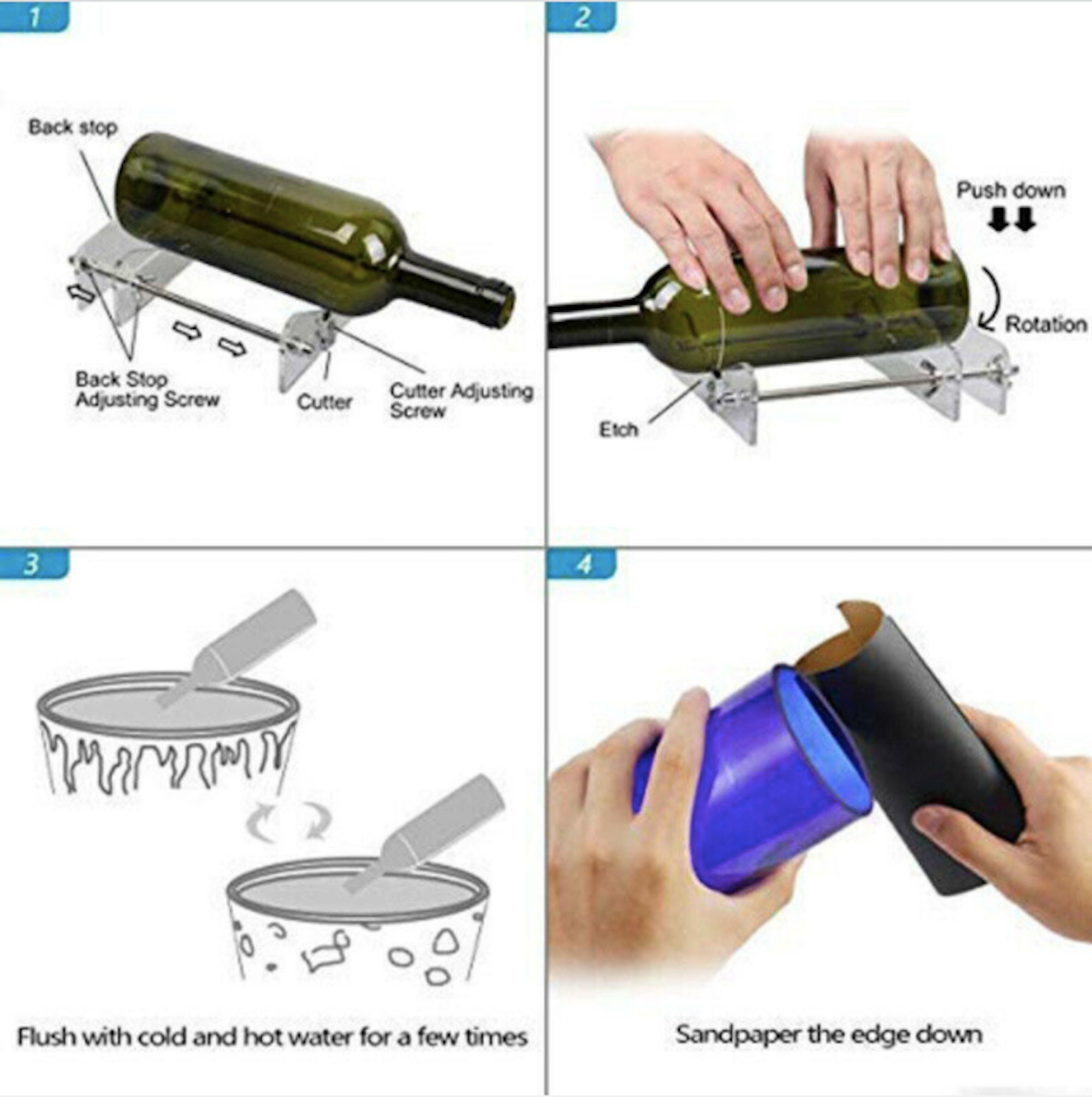 Glass Bottle Cutting Tool Kit, Glass Cutter For Bottle Cutting, With  Cutting Gloves, Sanding Paper And Accessories