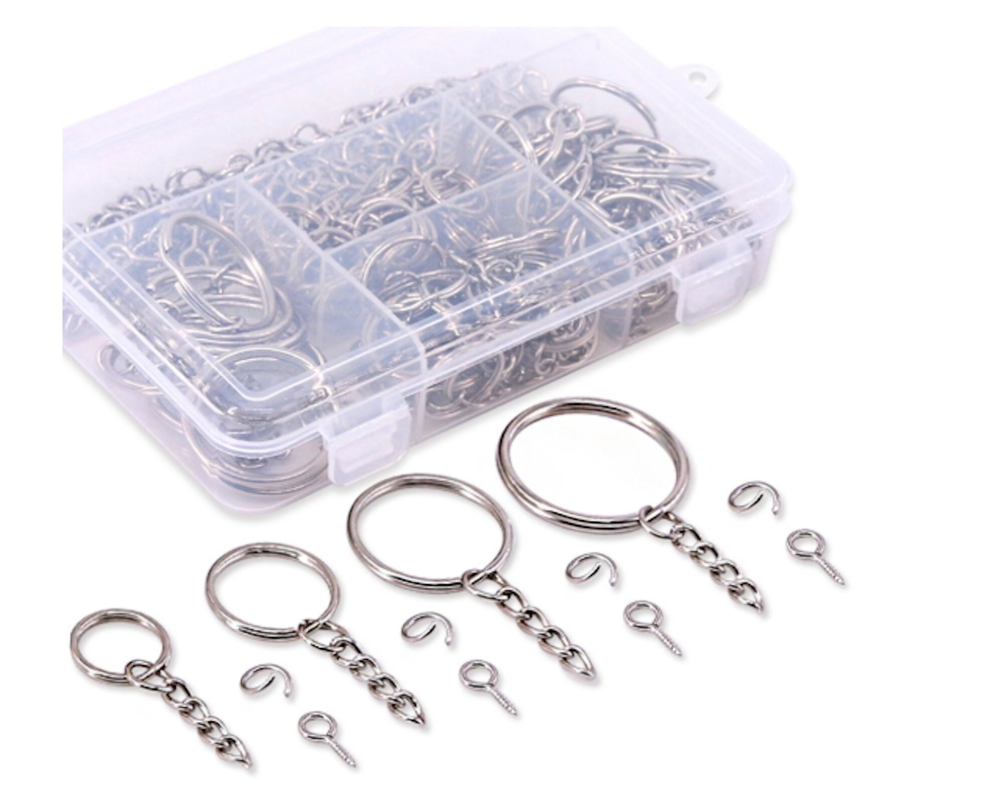 DIY Crafts 5 Sets 20 Pcs - 50 Sets Keychain Rings for Crafts, Key Rings  with Chains, Jump Rings & Screw Eye Pins for Jewelry Findings Making  Handbag Keychain (10 Sets 40