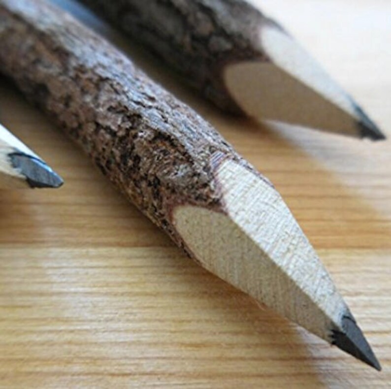 Wood Pencils Graphite Wooden Tree Rustic Twig Pencils Woodland Etsy