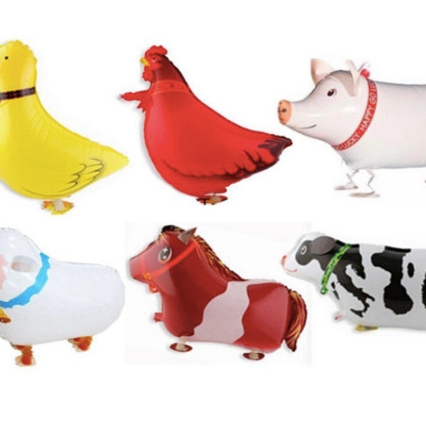 6 Farm Animal Balloon Fiesta de cumpleaños Fiesta de barbacoa Farm Animals Party Farm Animal Balloon Walking Pet Birthday Party Supplies Funny Balloon