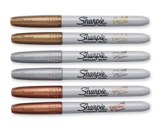 6 Sharpie Metallic Fine Point Markers Gold Silver Bronze Sharpies permanent ink Craft Project Marker Silver Gold Bronze Markers