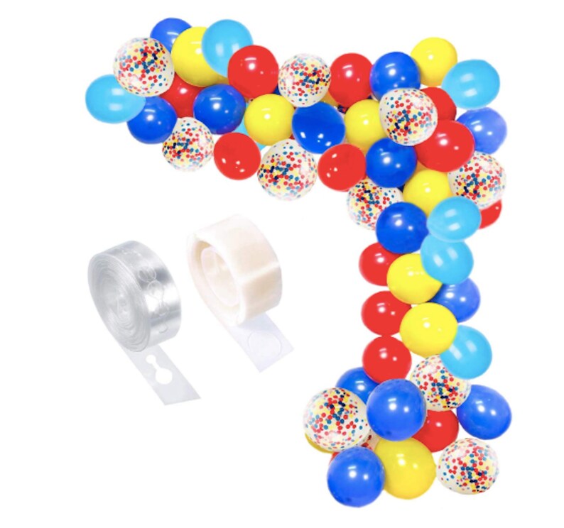 Circus Party Balloons Arch Kit 80pcs Red Yellow Blue Confetti - Etsy