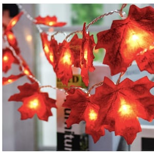 Autumn Garland Fall Garland Fall Maple Leaf Garland Maple Leaves Fall Lights Maple Leaf Lighted Garland Thanksgiving Decor  Halloween Table