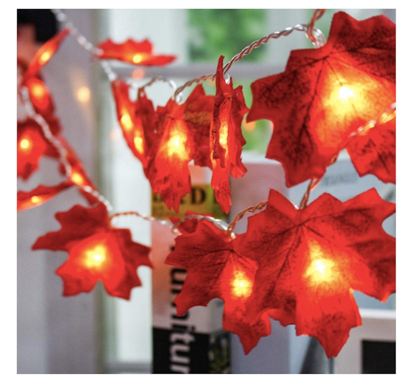 Autumn Garland Fall Garland Fall Maple Leaf Garland Maple Leaves Fall Lights Maple Leaf Lighted Garland Thanksgiving Decor Halloween Table image 1