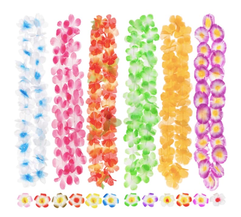 Luau Hawaiian Flower Leis Necklace Bracelets Headband Luau Etsy
