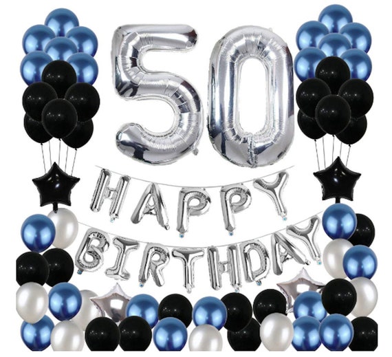 50th Birthday Decorations Black Party Blue Party 50 Birthday Party