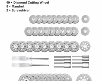 50Pcs Cutting Wheel Set Mini Drill for Dremel Rotary Tool Accessories w/ Mandrel