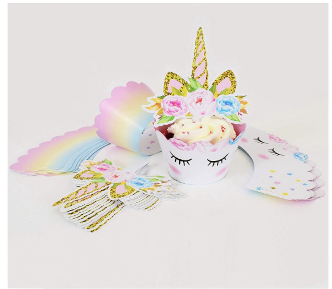 Unicorn Cupcake Toppers Unicorn Cupcake Wrappers Unicorn Etsy