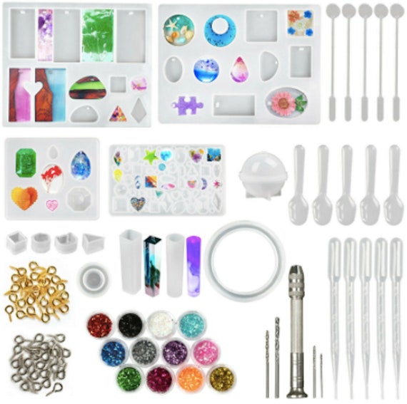 145pcs Resin Jewelry Making Kit Casting Silicone Molds Epoxy Spoon Kit  Jewelry Making Pendant Craft 