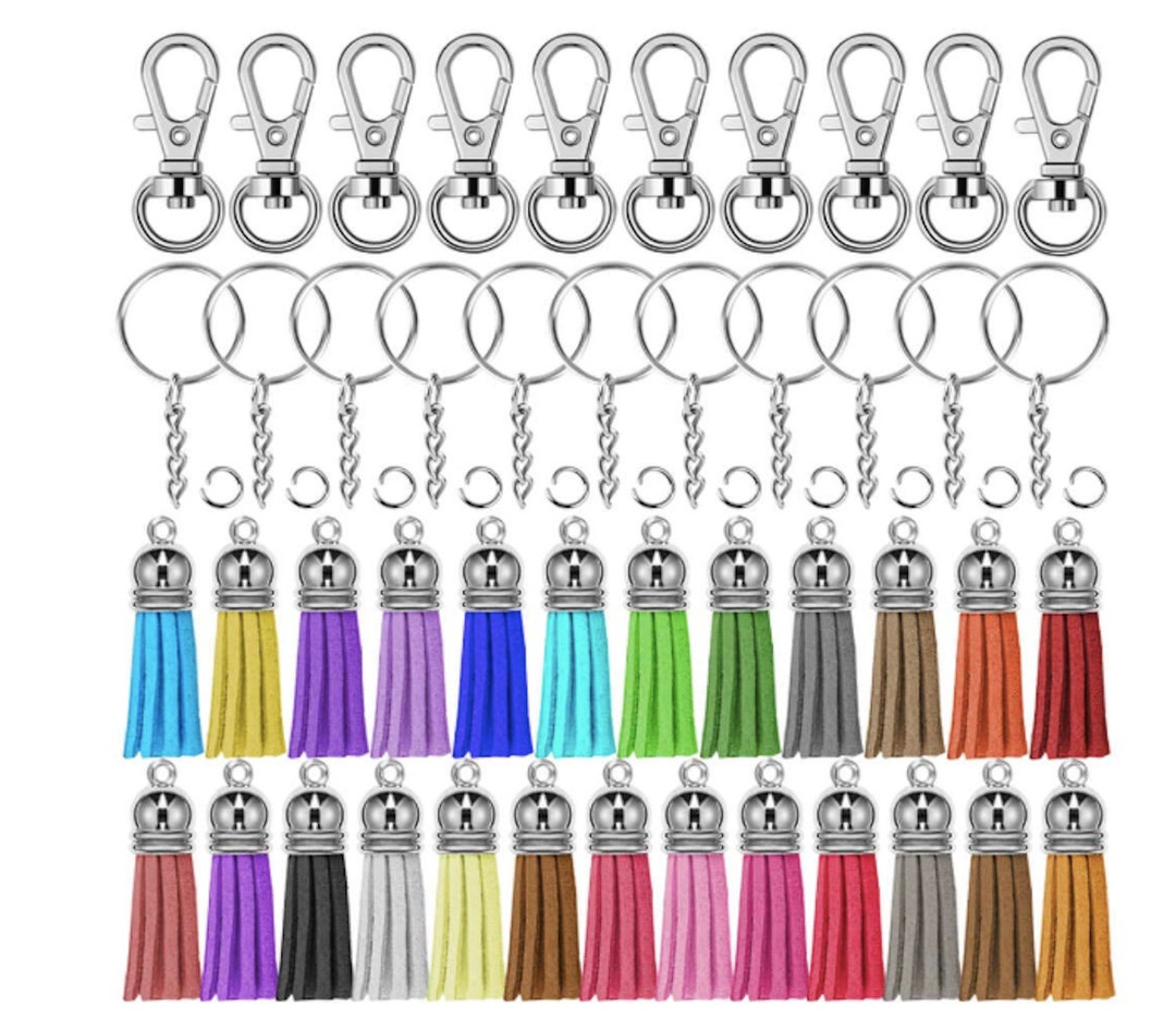100pcs Key Chain Rings Bulk Tassel Keychain Lobster Claw Clasp Hook Key