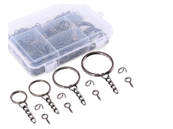 Lee-buty 300 pcs Key Chain Rings Split Key Ring Nickel Plated Metal Split Key Ring with Jump Rings and Tassel Pendants Bulk for Keychain Crafts Jewelry Making