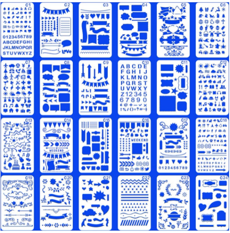 24 Bullet Journal Stencil Bullet Journal Planner Stencils Etsy
