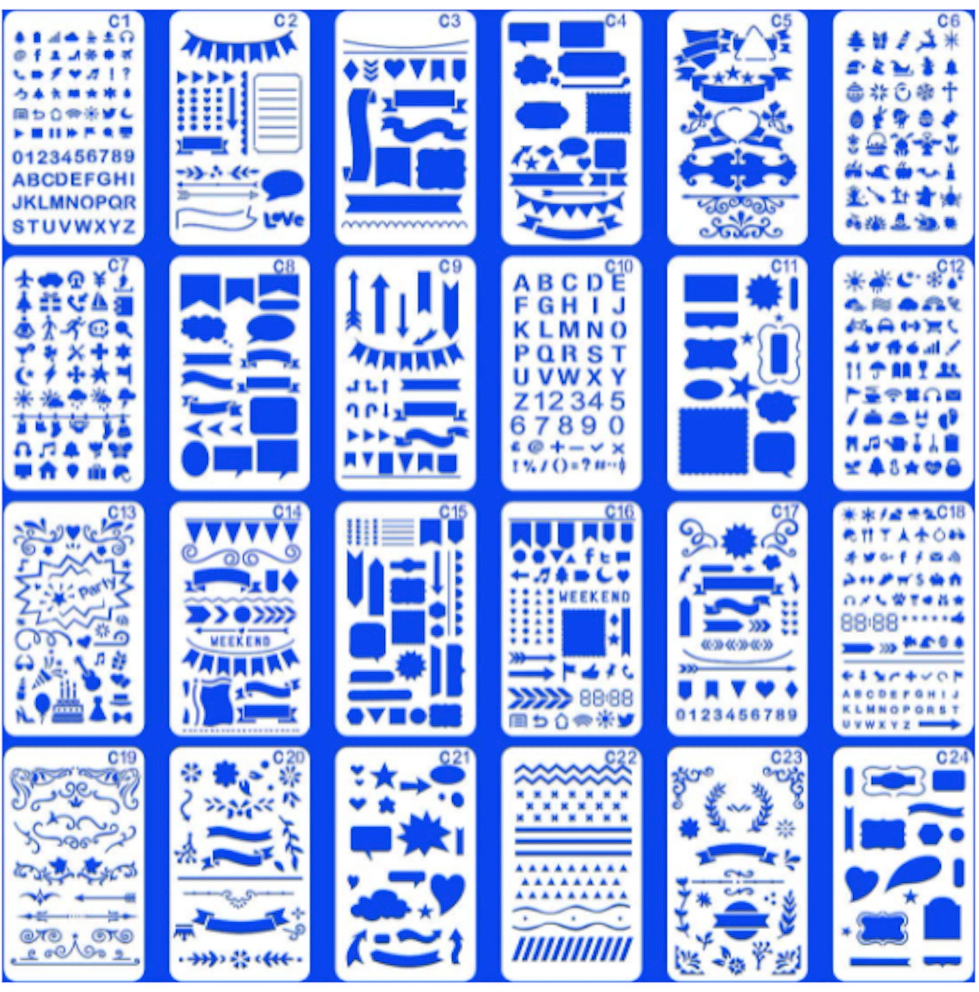 24 Bullet Journal Stencil Bullet Journal Planner Stencils - Etsy