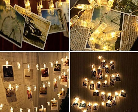 LED Photo Clips String Lights Fairy Lights Lights for Hanging Photos  Artwork Cards Feet Battery Powered Warm White 