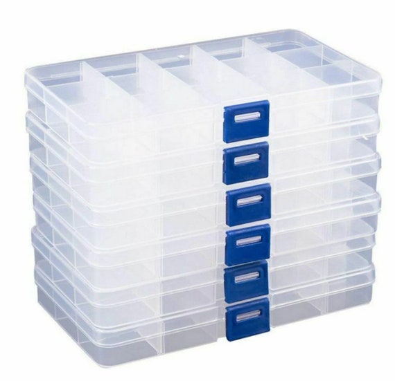 JUVALE Clear Jewelry Box 6-Pack Plastic Bead Storage Container Earrings Organizer