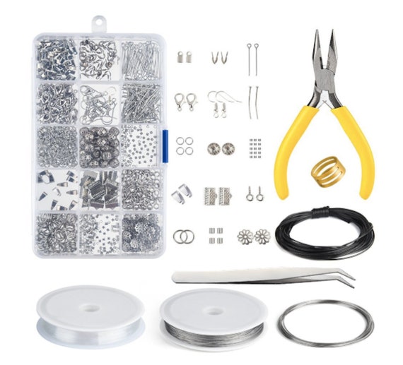 Jewelry Making Supplies Kit Jewelry Findings Jewelry Findings Starter Kit  Jewelry Beading Making Kit Pliers Silver Beads Wire Starter Tool 