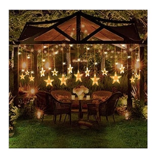 Star Curtain Lights 12 Stars String Lights 8 Modes Stars Shaped String Light Curtain Lights Bedroom Wedding Party Christmas Decorations Home