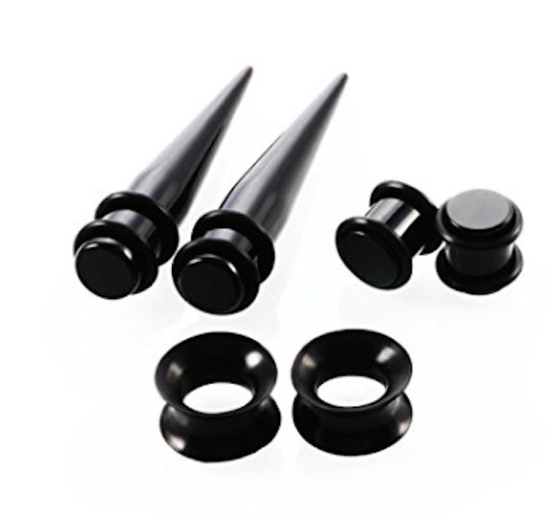 50 Black Ear Stretching Kit 14G00G Ear Gauges Expander Set Etsy