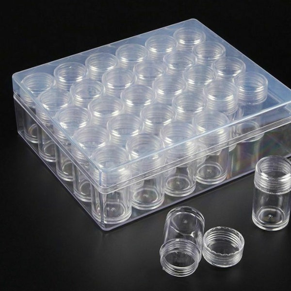 30 Clear Bead Storage Containers Box Plastic Pot Jars for Craft Supplies Clear Jewelry Box Bead Storage Container Earrings Organizer Jars