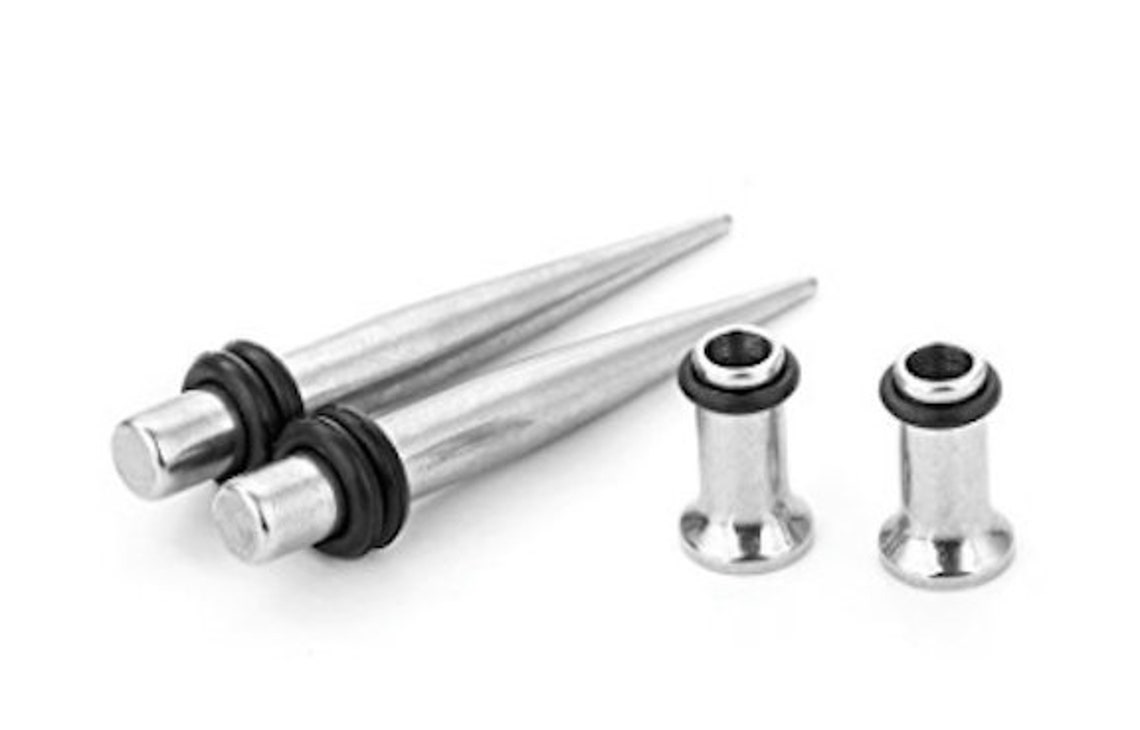 Silver Ear Stretching Kit Stainless Steel Tapers and Plugs Set Etsy