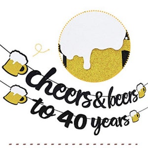 Cheers and Beers Banner 30th Birthday Party Banner Beer Bachelorette Party Gold Glittery Cheers & Beers Beer Party Supplies Beer Theme image 8