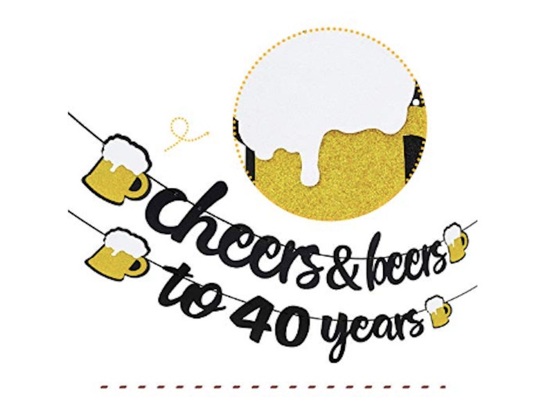 Cheers and Beers Banner 30th Birthday Party Banner Beer Bachelorette Party Gold Glittery Cheers & Beers Beer Party Supplies Beer Theme image 8