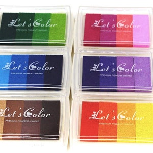 6 Craft Ink Pad Stamps Rainbow Ink Pads Craft Ink Pads DIY Multicolor Craft Stamp Pad image 6