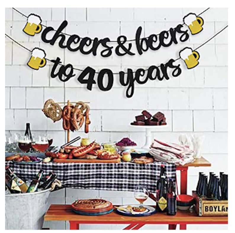 Cheers and Beers Banner 30th Birthday Party Banner Beer Bachelorette Party Gold Glittery Cheers & Beers Beer Party Supplies Beer Theme image 10