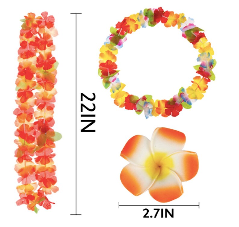 Luau Hawaiian Flower Leis Necklace Bracelets Headband Luau Etsy