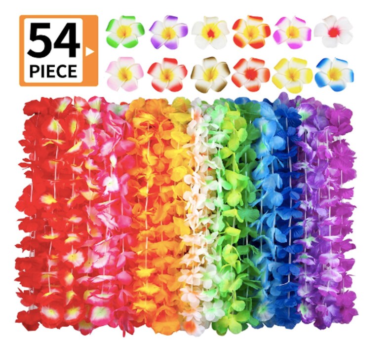 Luau Hawaiian Flower Leis Necklace Bracelets Headband Luau Etsy