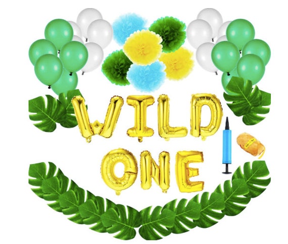 Wild One Balloon First Birthday Balloons 16 Inch Jungle Etsy