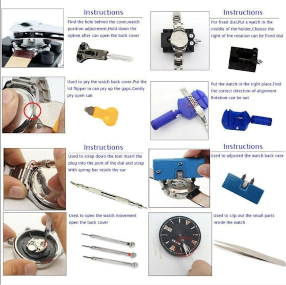 Watch Repair Tool Kit Opener Link Remover Spring Bar Free Hammer Carry Case  Watch Repair Kit 