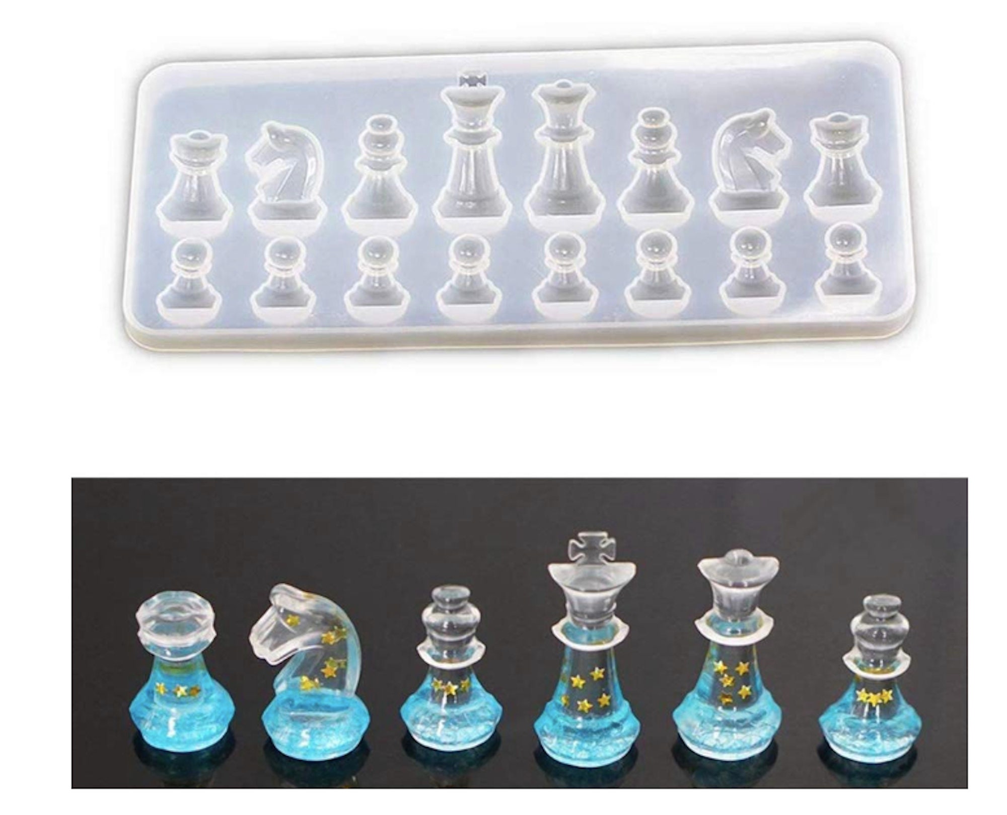 Chess Pieces Game Mold Silicone Chess Mold Clear Resin Mold for Chess Molds  for Craft Making DIY Chess Moulds 3d Chess Mold 