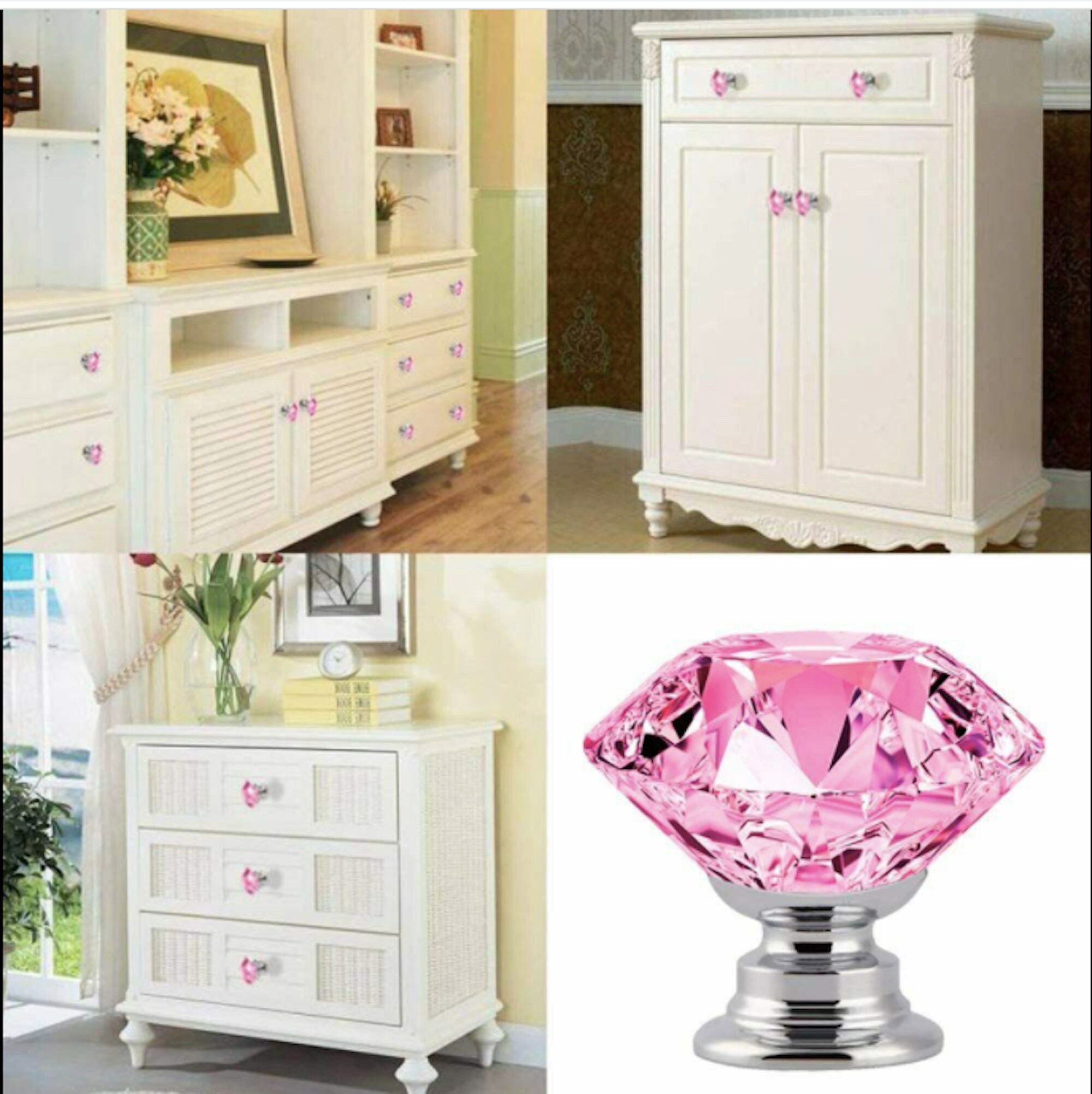 Crystal Drawer Knobs Pink Furniture Glass Knobs Dresser Drawer Etsy