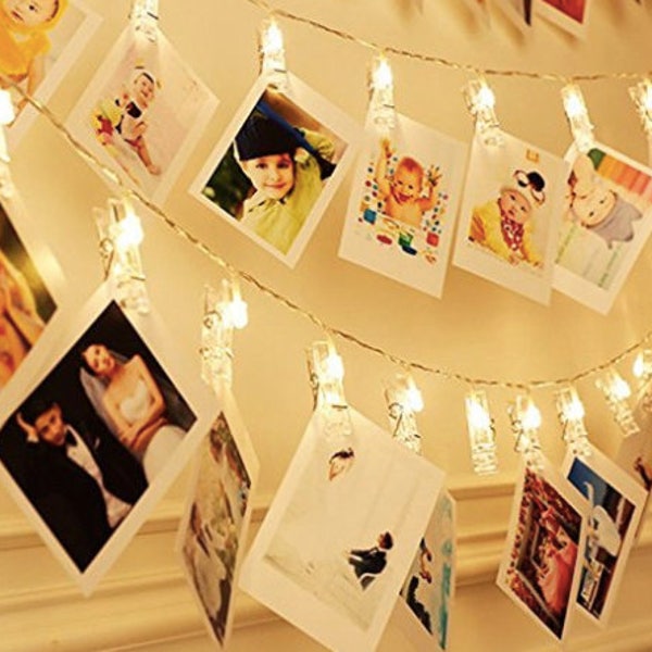 LED Photo Clips String Lights Fairy lights Lights for Hanging Photos Artwork Cards Feet Battery Powered  Warm White