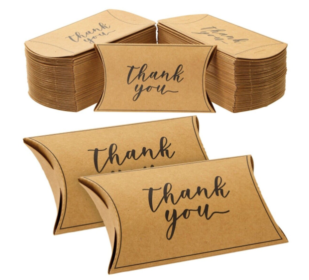 Black Thank You Gift Boxes Wedding Favors Boxes Kraft Pillow Boxes