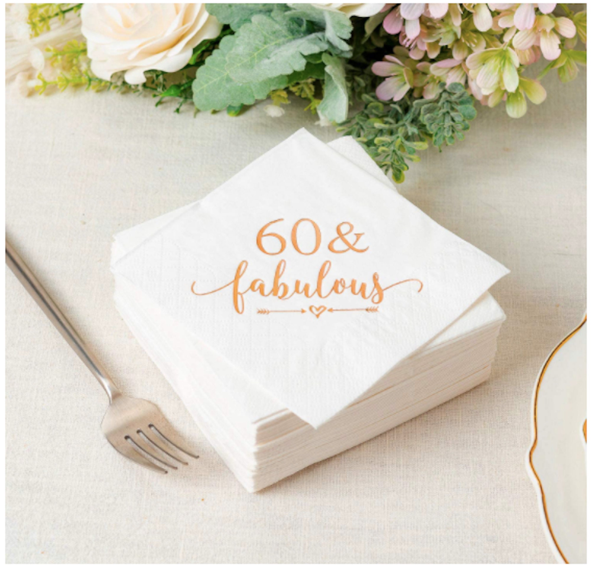 60 and Fabulous Cocktail Napkins Rose Gold 60th Party Supplies Etsy