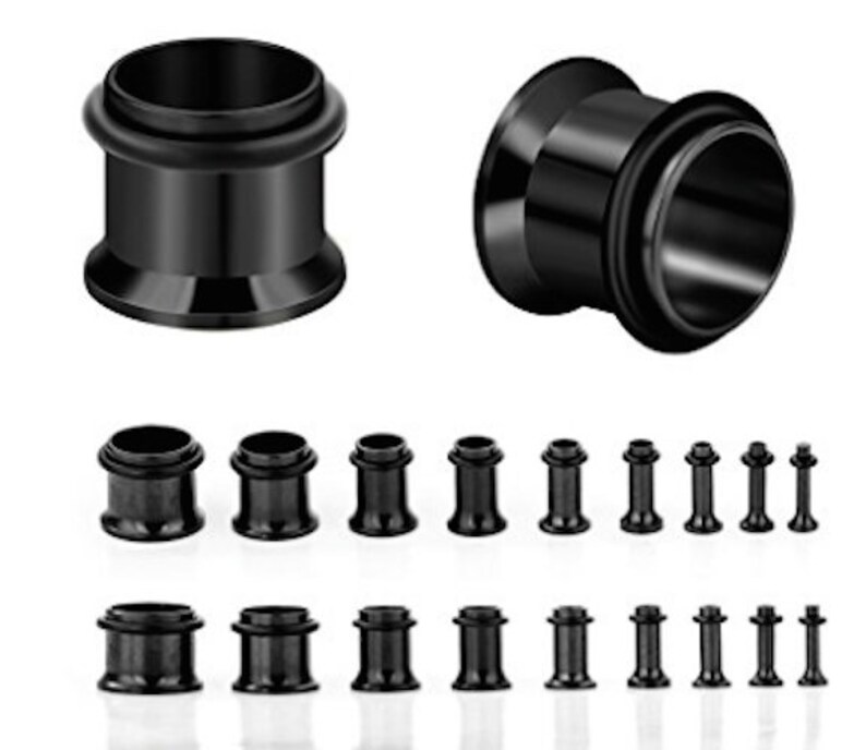 Black Ear Stretching Gauges Stretching Kit Surgical Steel Etsy