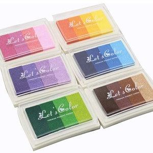 6 Craft Ink Pad Stamps Rainbow Ink Pads Craft Ink Pads DIY Multicolor Craft Stamp Pad image 1